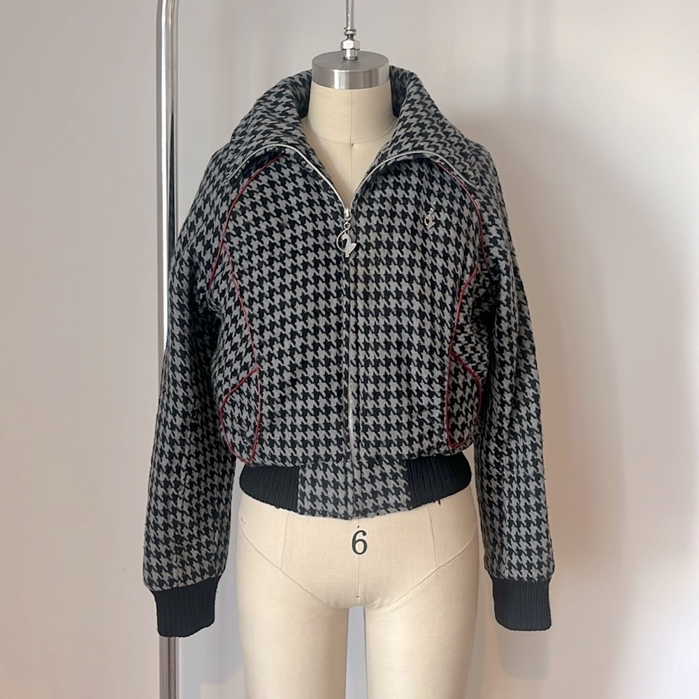 Vintage Y2K Baby Phat Houndstooth Bomber Jacket